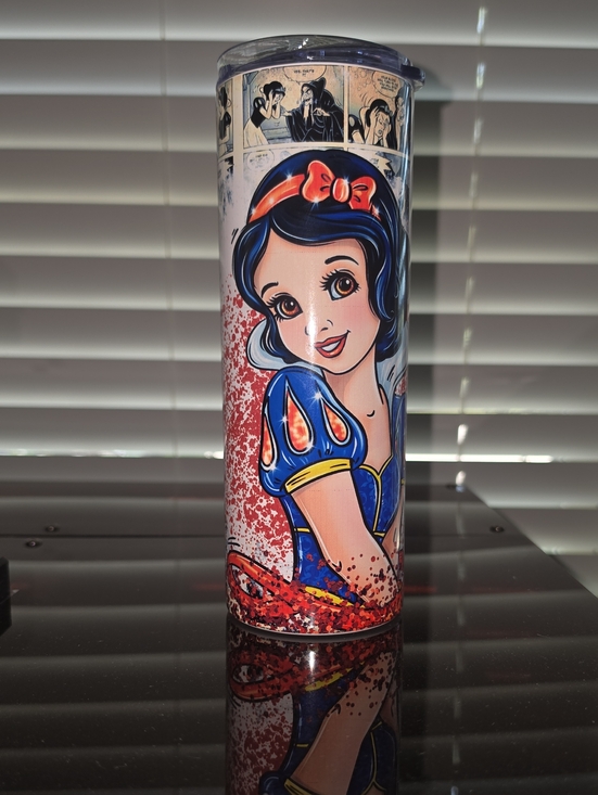 Other - Snow White Character Tumbler with Red Glitter Stainless Steel W/ Lid